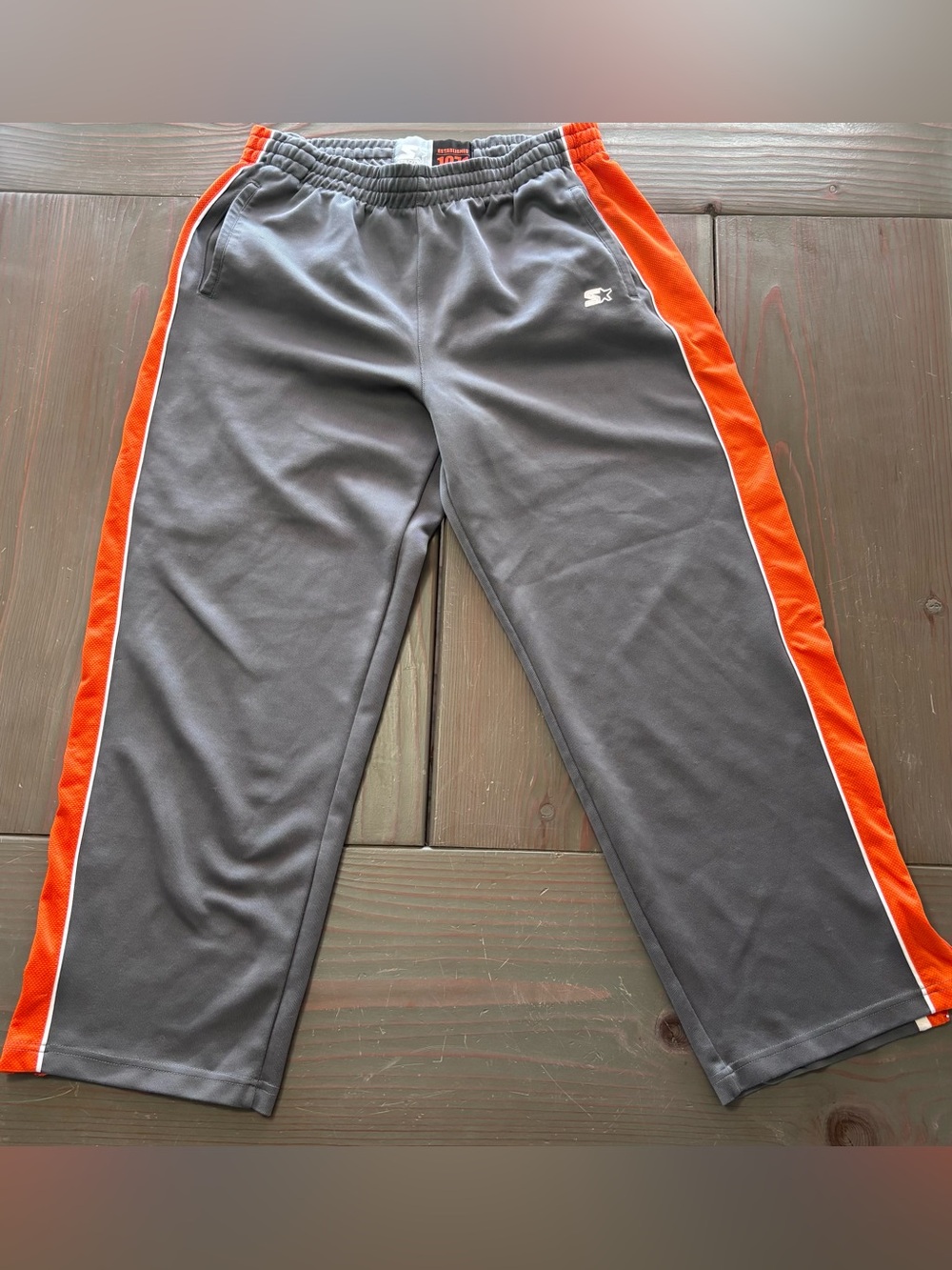 Starter Gray and Orange large Joggers with zippered legs
